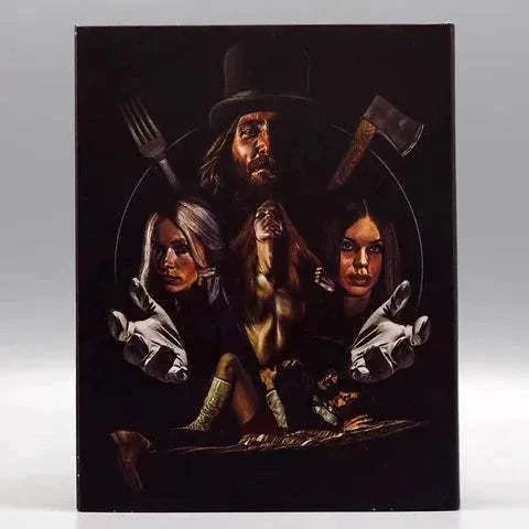 Cannibal Girls Blu-Ray with Slipcover featuring horror-themed artwork, including women and ominous figures.