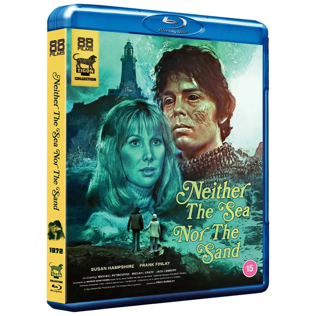 Neither The Sea Nor The Sand Tigon Collection Blu-Ray with slipcover featuring Susan Hampshire and Frank Finlay in a 1972 horror film cover design