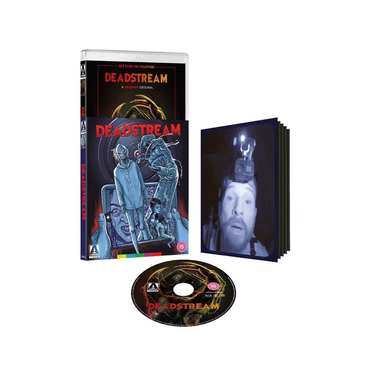 Deadstream Limited Edition Blu-Ray with slipcover, booklet, and horror-themed cover art featuring a haunted house and ghostly figure.