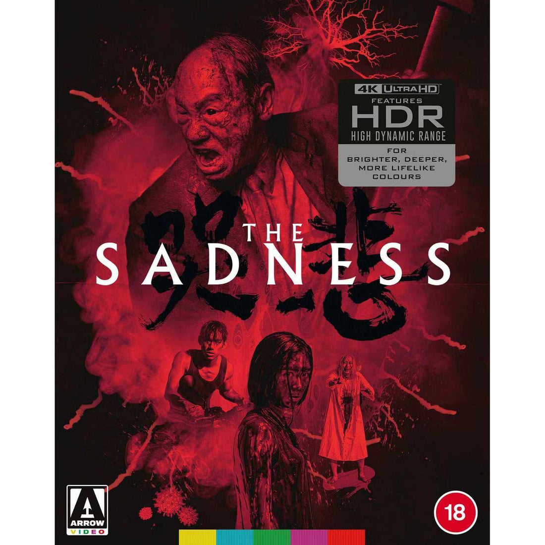 The Sadness Limited Edition 4K Ultra HD Blu-ray cover featuring intense red horror imagery with characters in distress and bold title text