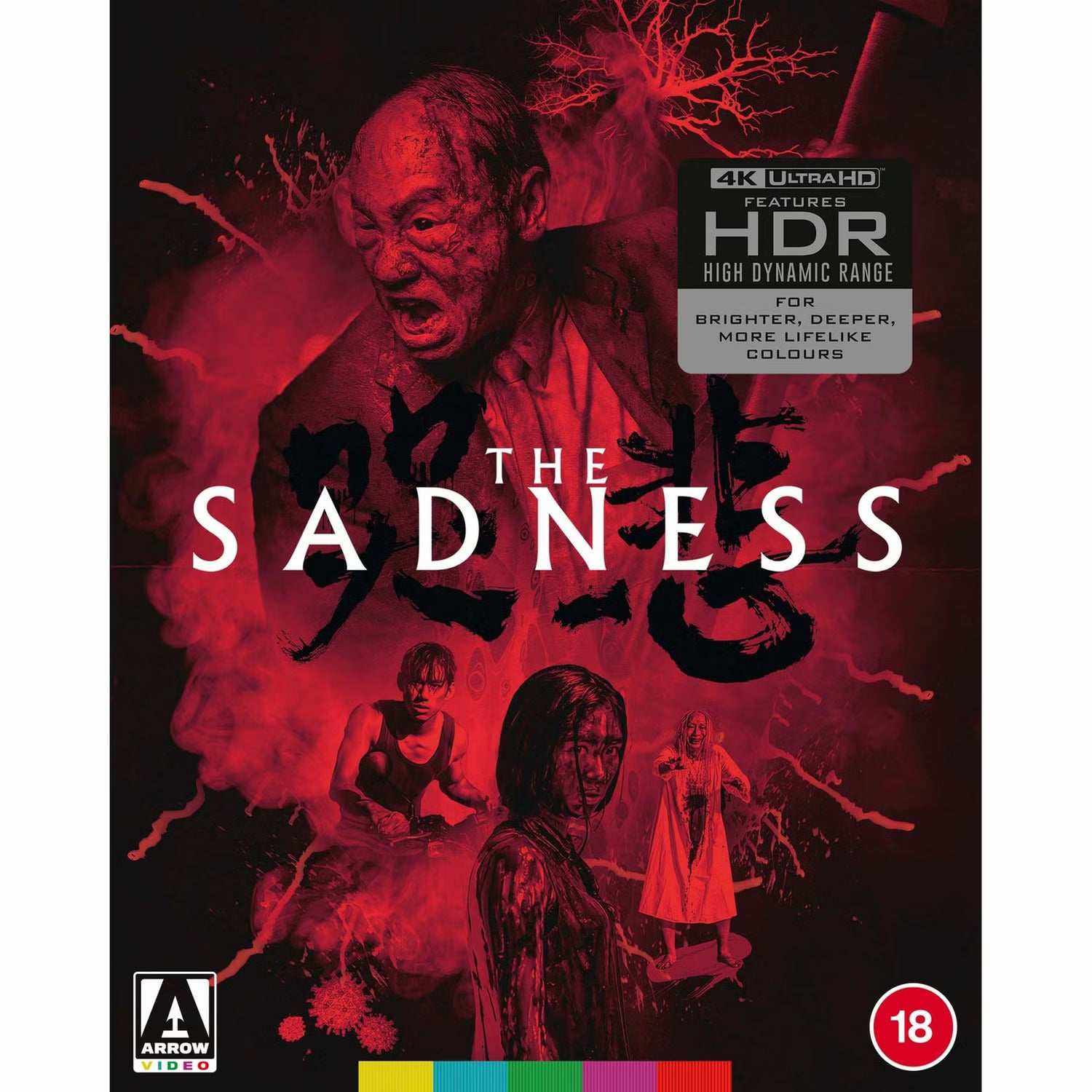 The Sadness Limited Edition 4K Ultra HD Blu-ray cover featuring intense red horror imagery with characters in distress and bold title text