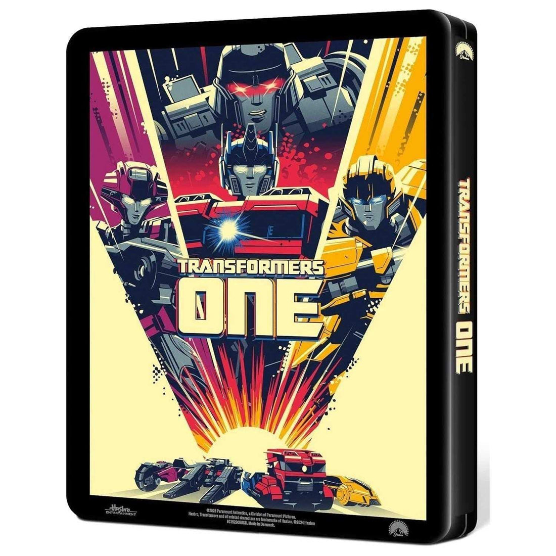 Transformers One 4K Blu-Ray Digital Limited Edition Steelbook with vibrant artwork of Optimus Prime.