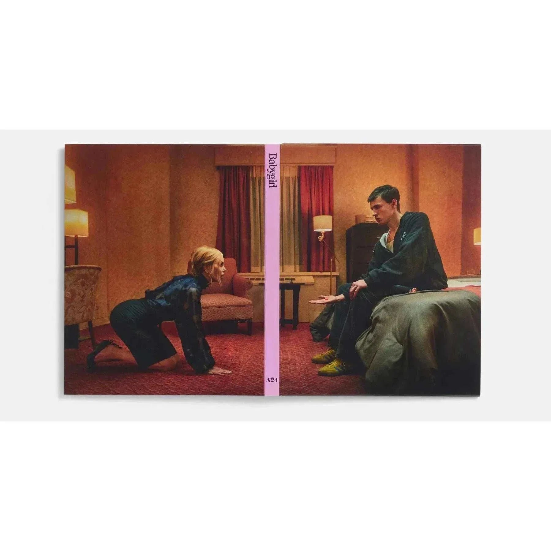 Babygirl 4K UHD Blu-ray cover showing a dramatic scene between two characters in a bedroom, highlighting the film's intense narrative.