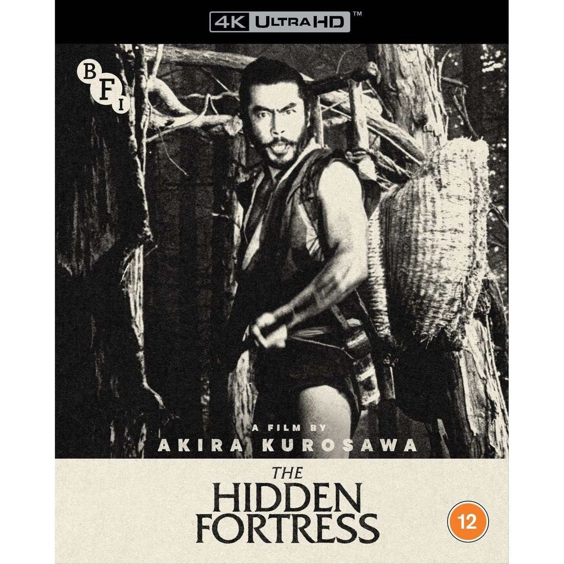 The Hidden Fortress 4K Ultra HD Blu-ray cover featuring Akira Kurosawa's samurai film with slipcover and bonus features.