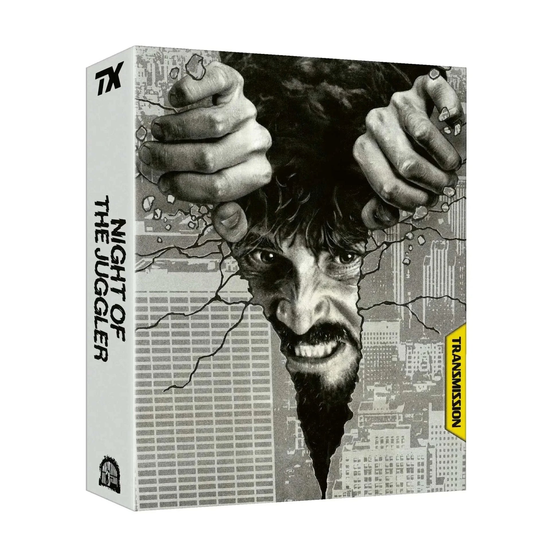 Night Of The Juggler limited edition 4K Ultra HD and Blu-ray rigid box set with extras and original artwork by Transmission.