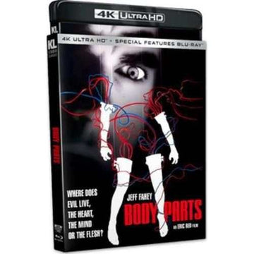 Body Parts 4K UHD Blu-Ray with slipcover featuring chilling medical horror narrative.
