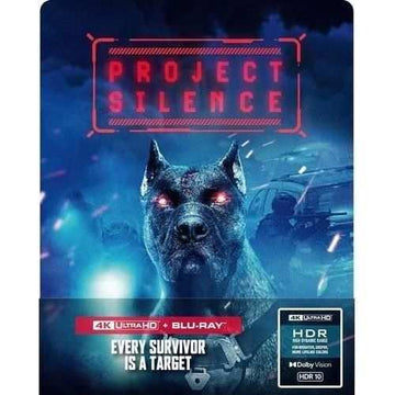 Project Silence 4K UHD Blu-ray Steelbook with embossed cover art featuring a menacing dog.