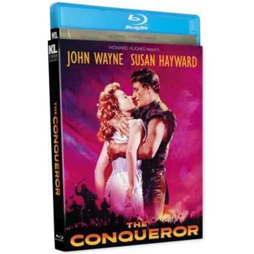 The Conqueror Blu-Ray with slipcover featuring John Wayne and Susan Hayward.