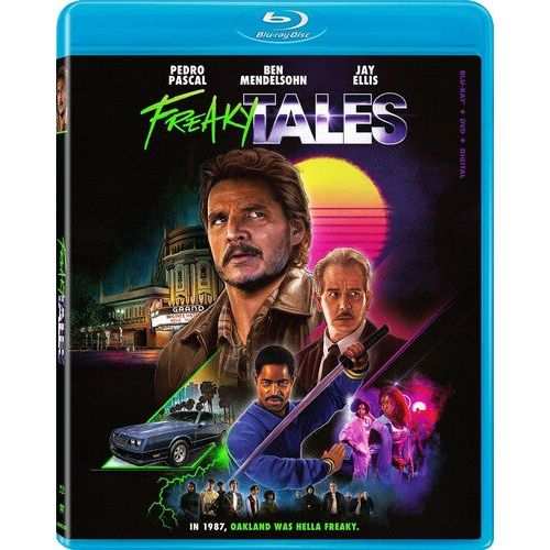 Freaky Tales Blu-Ray and DVD slipcover featuring 1987 Oakland crime drama with Pedro Pascal and Ben Mendelsohn.
