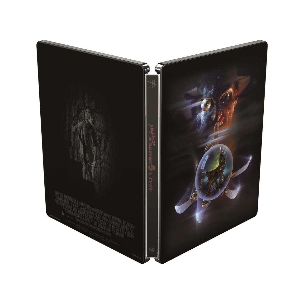 A Nightmare On Elm Street 1 to 7 limited edition steelbook set in 4K Ultra HD and Blu-Ray, UK region free pre-order with separate steelbooks housed in a metal box.
