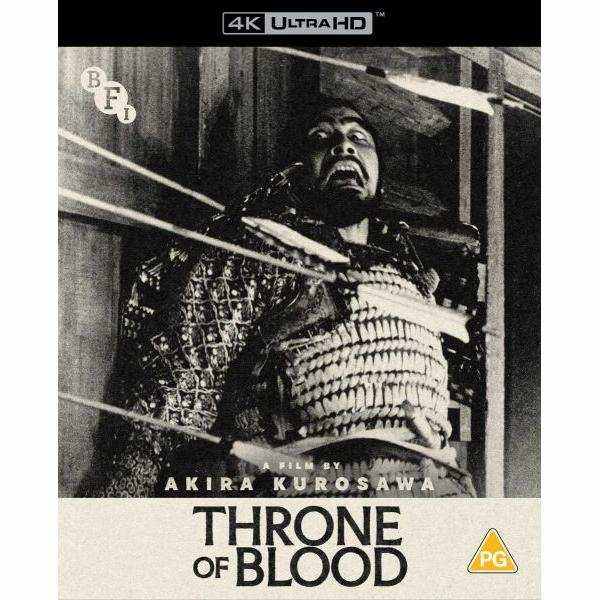 Throne of Blood 4K Ultra HD cover art featuring a dramatic scene from Akira Kurosawa's film adaptation.