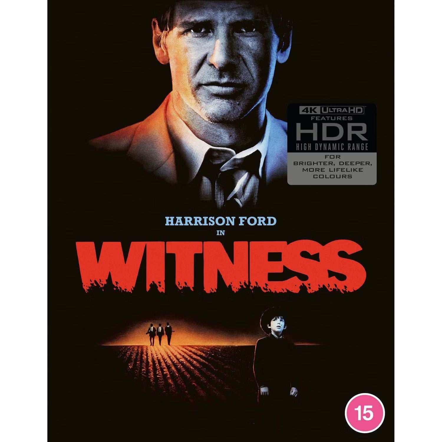 Witness Limited Edition 4K UHD pack with Harrison Ford on cover, includes extras and Rigid Slipcase.