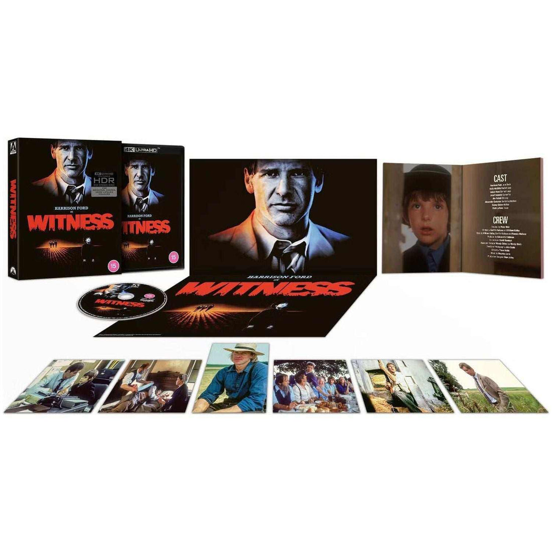 Witness Limited Edition 4K UHD pack with Harrison Ford on cover, includes extras and Rigid Slipcase.