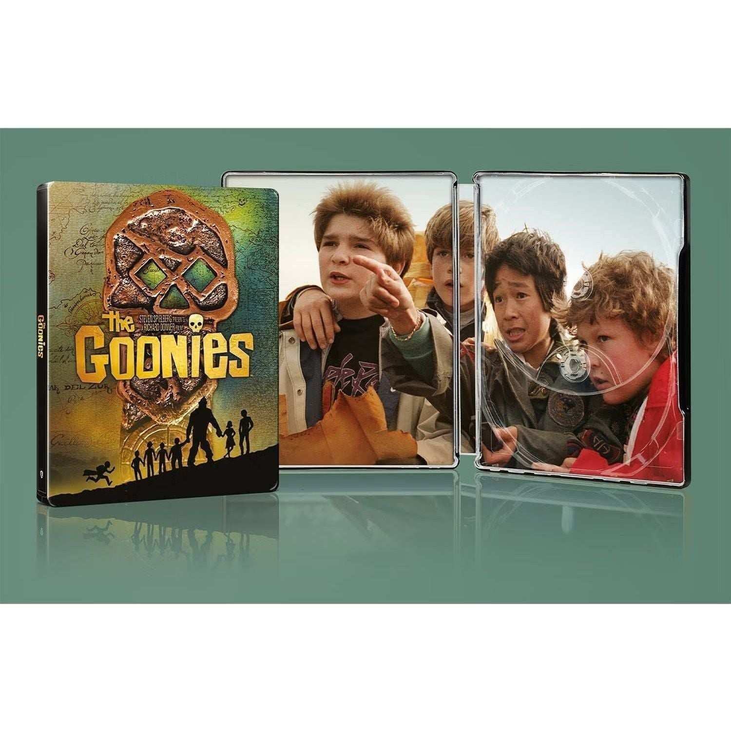 The Goonies Limited Edition Steelbook 4K Ultra HD + Blu-Ray movie cover and inside of steelbook