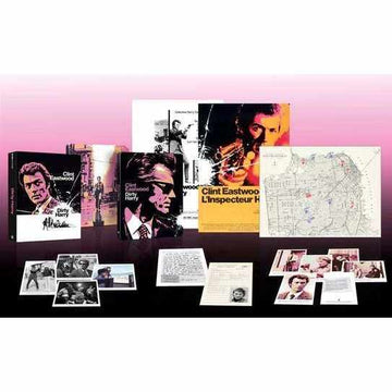 Dirty Harry Limited Collectors Edition 4K Ultra HD set with rigid slipcase, posters, and extras displayed.