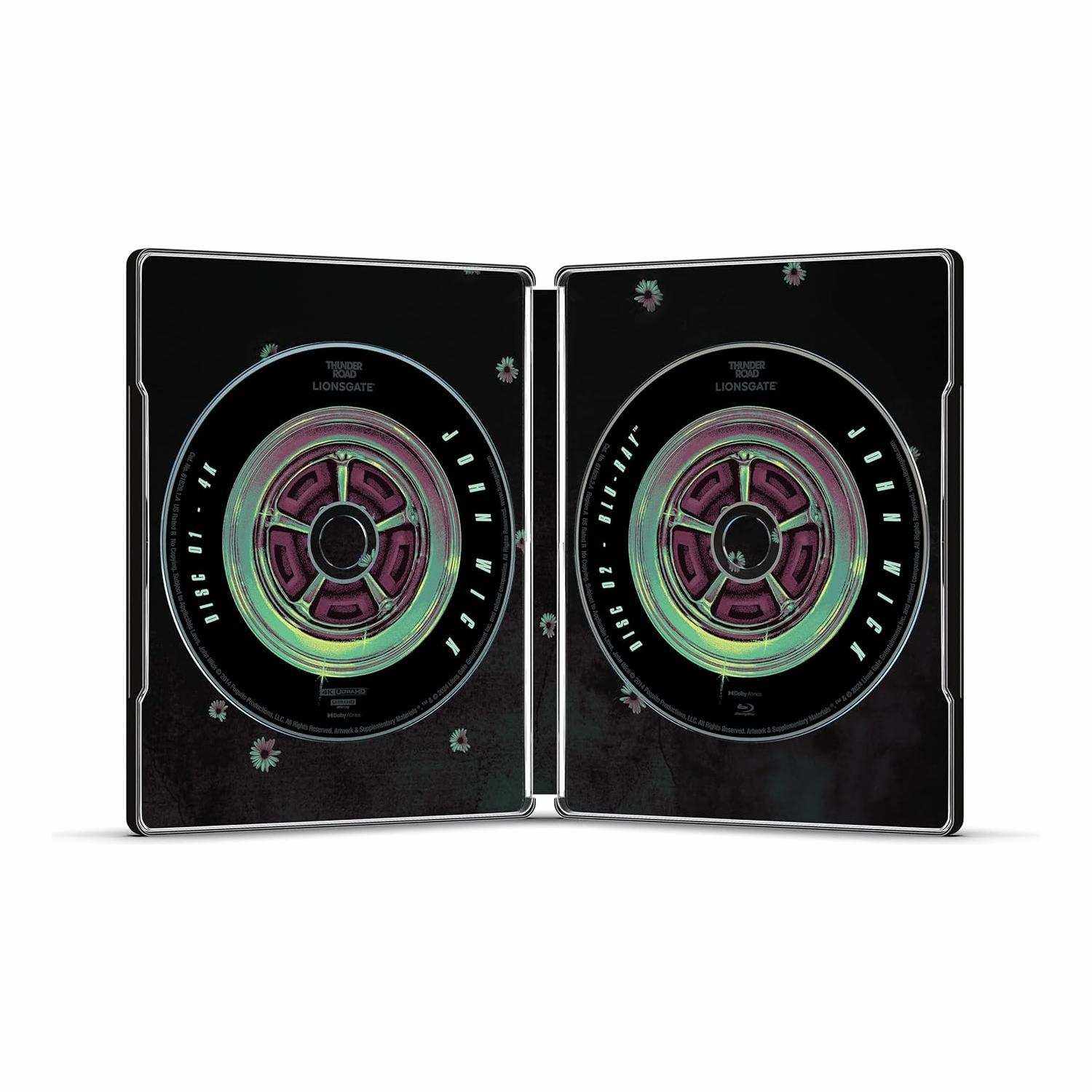 John Wick - Titans Of Cult Limited Edition Steelbook 4K Ultra HD and Blu-Ray with unique tire design discs.