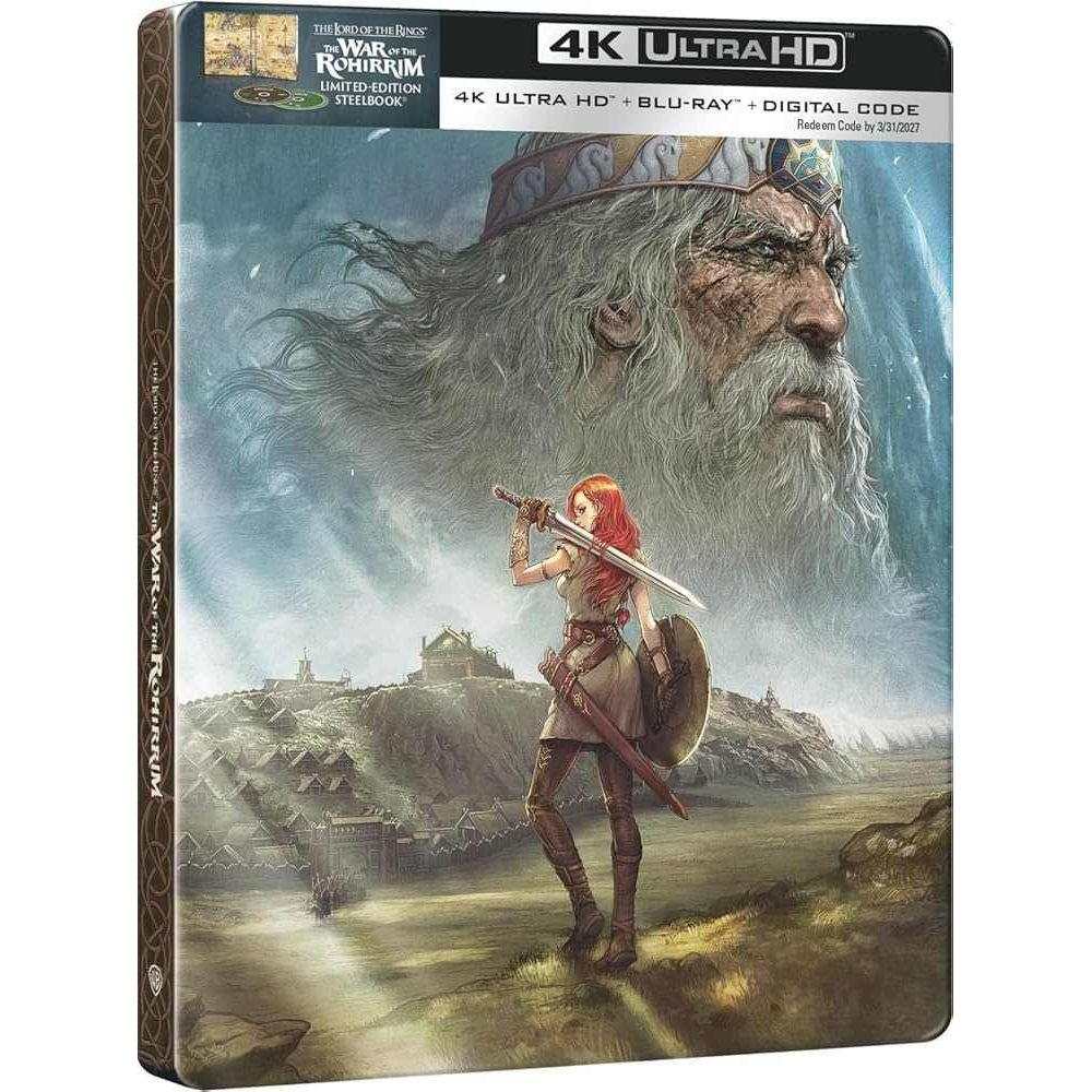 Lord Of The Rings War Of The Rohirrim UK Limited Edition Steelbook 4K Ultra HD Blu-Ray packaging.