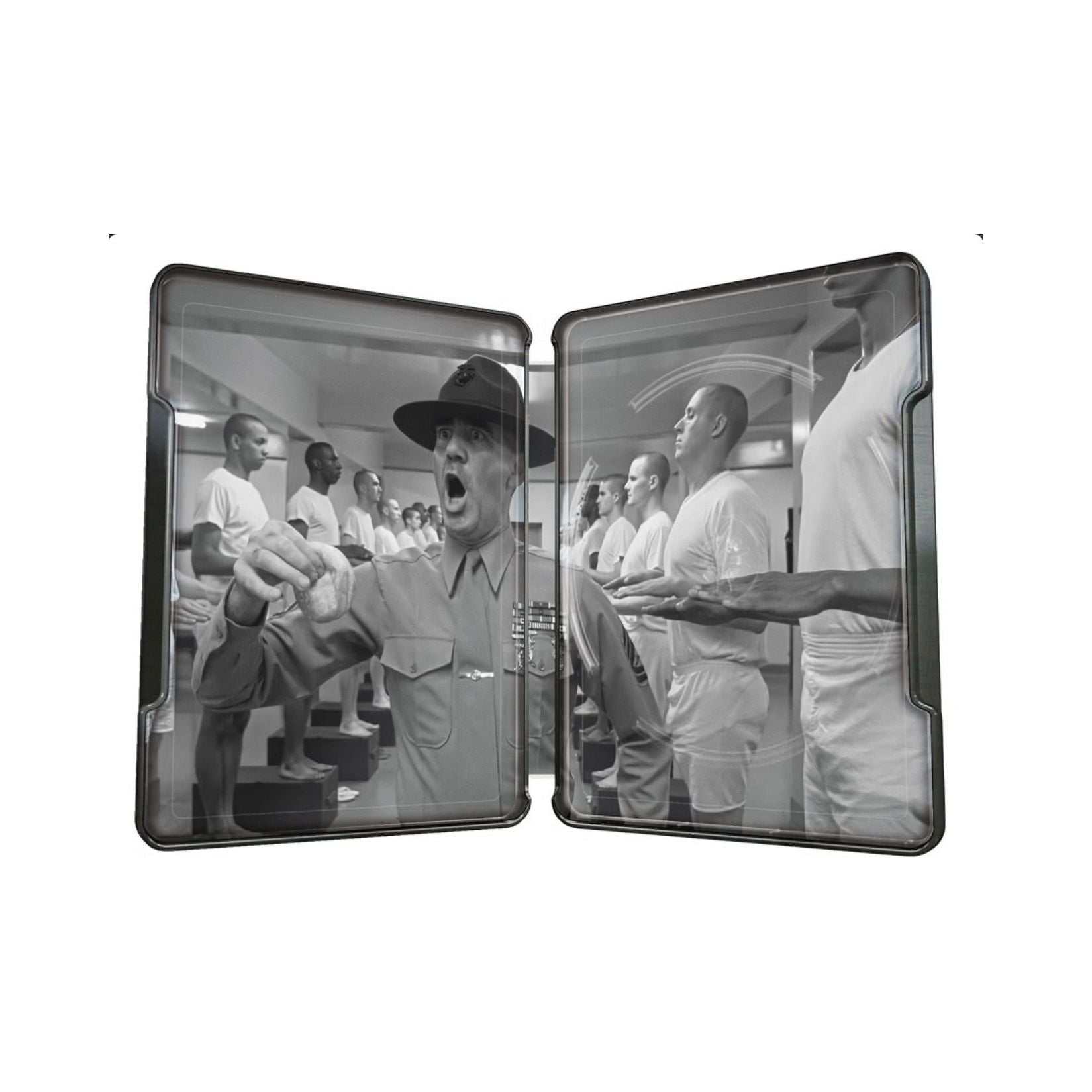 Full Metal Jacket Limited Edition UK Steelbook open showing drill instructor scene.