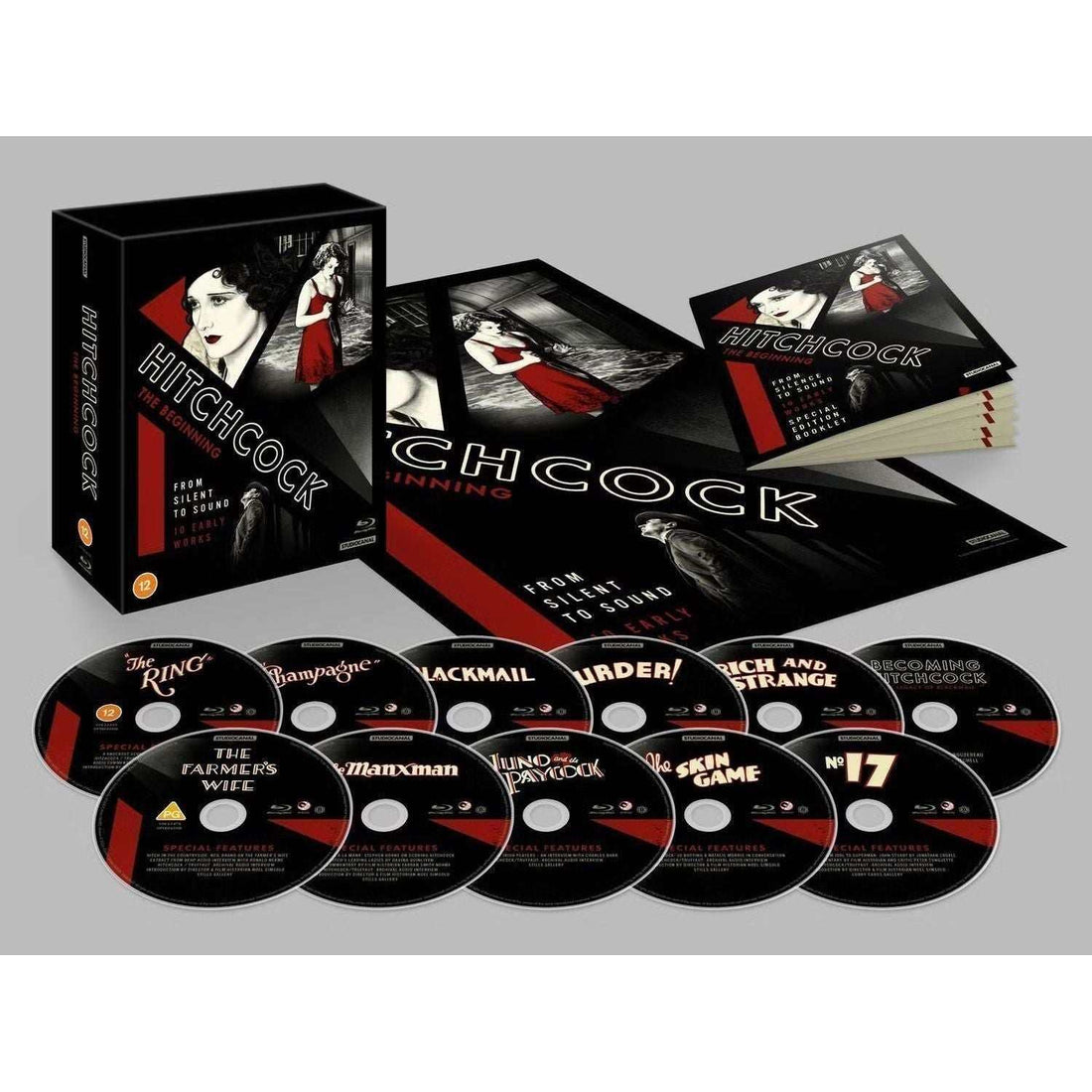 Hitchcock - The Beginning Blu-Ray Box Set (Region B), featuring 10 early works and a documentary, with new restorations and scores.