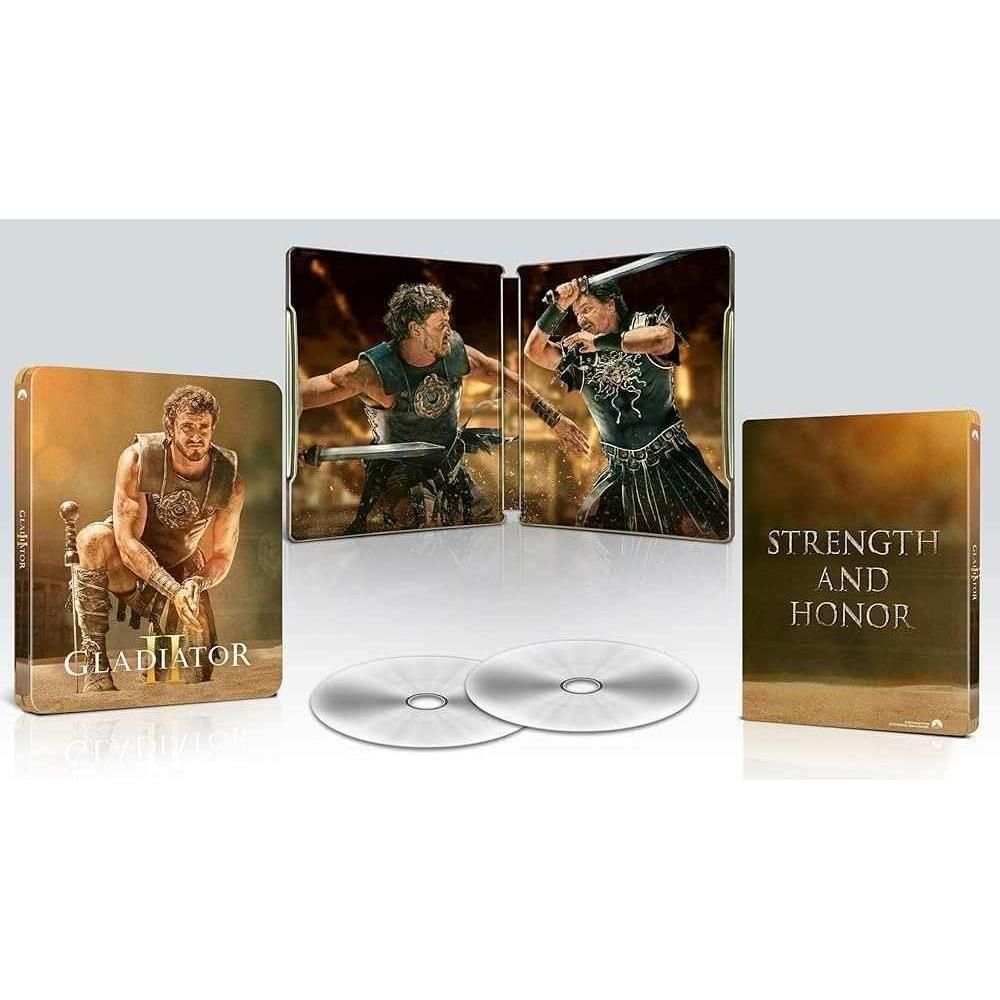 Gladiator II Limited Edition UK Steelbook 4K Ultra HD Blu-Ray cover.