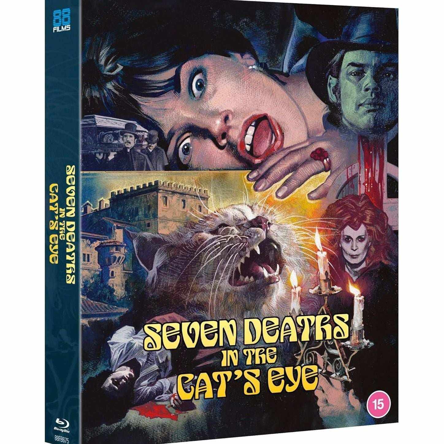Seven Deaths In The Cat's Eye limited deluxe collectors edition Blu-Ray cover with gothic vampire imagery and castle background