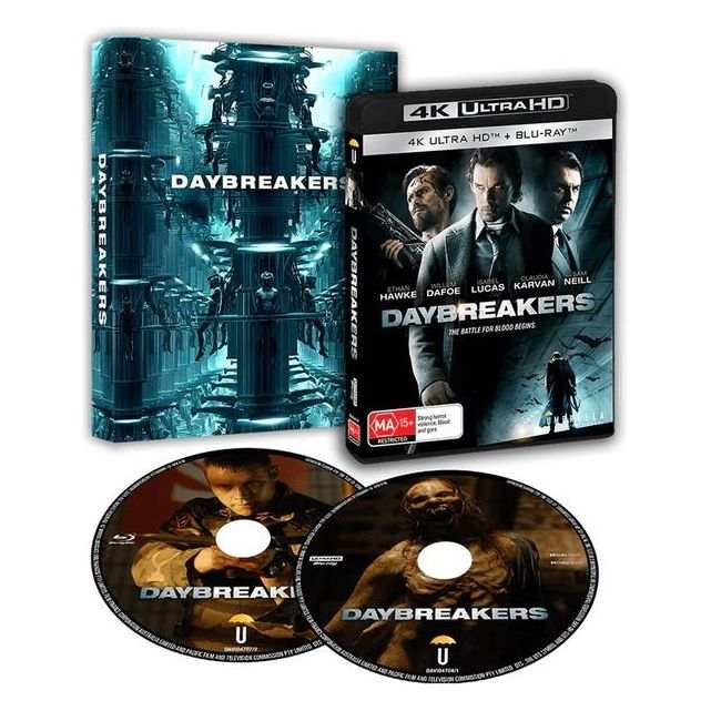 Daybreakers 2009 4K UHD and Blu-Ray limited edition set with numbered slipcover and two discs featuring vampire sci-fi thriller artwork