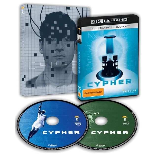 Cypher 2002 4K UHD and Blu-Ray set with limited edition slipcover and two discs