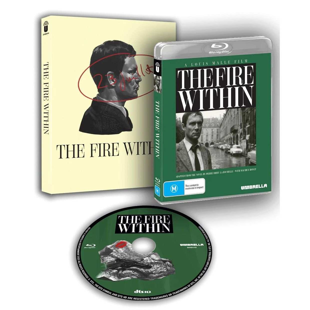 The Fire Within 1963 Blu-Ray with limited edition slipcover featuring black and white portrait and film disc with rock artwork