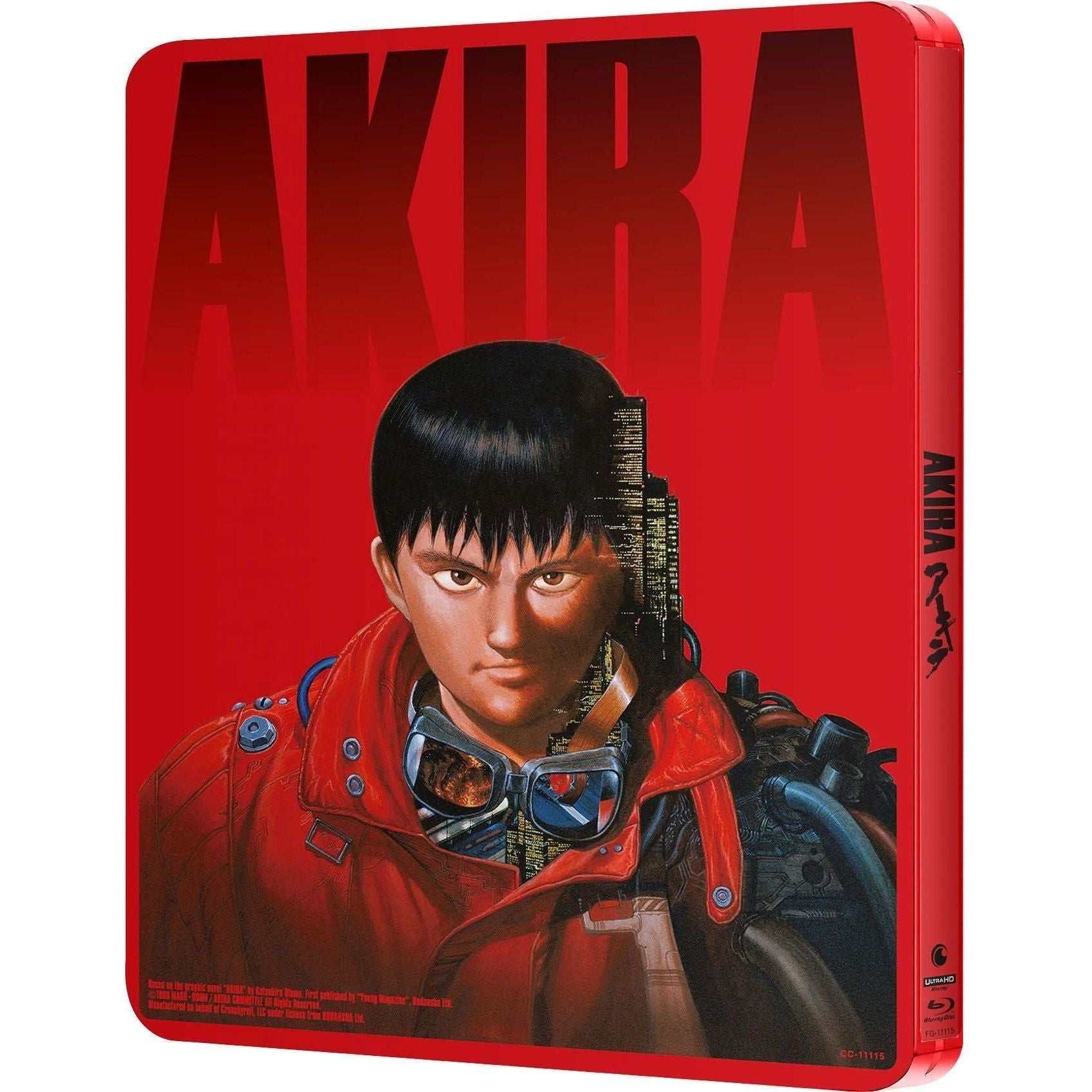 Akira 4K UHD Limited Edition Steelbook with vibrant red cover featuring protagonist.