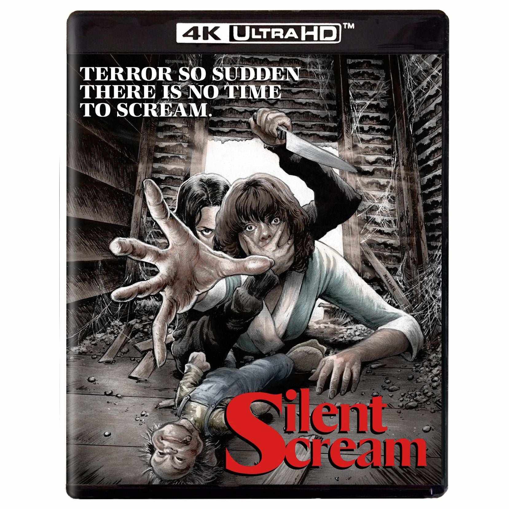 Silent Scream 4K UHD Blu-Ray with Slipcover, horror movie pre-order, Victorian mansion mystery thriller.