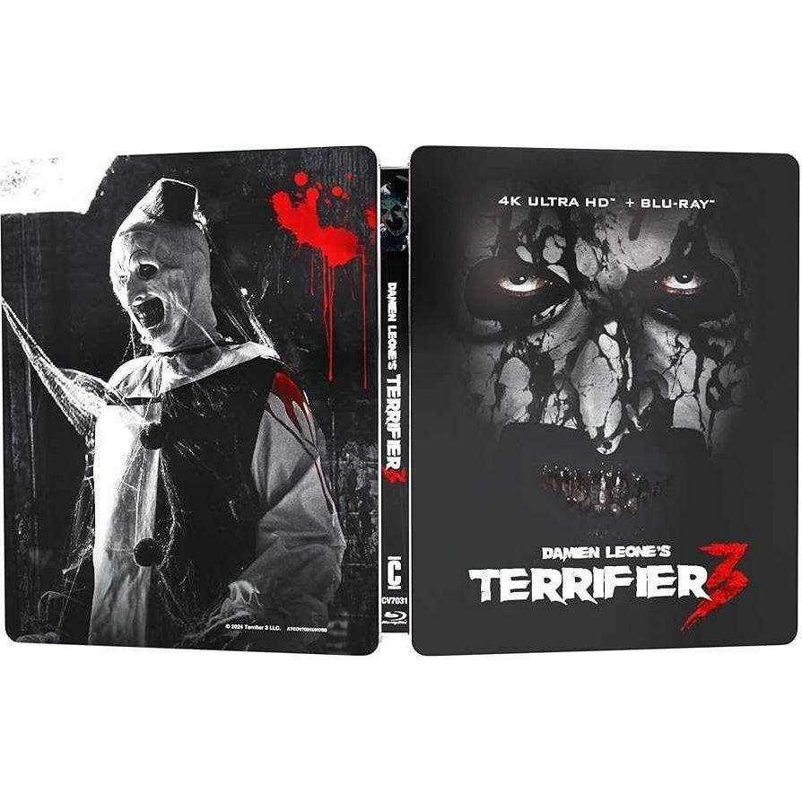 Terrifier 3 Collector's Edition Steelbook 4K UHD + Blu-Ray cover featuring Art the Clown.