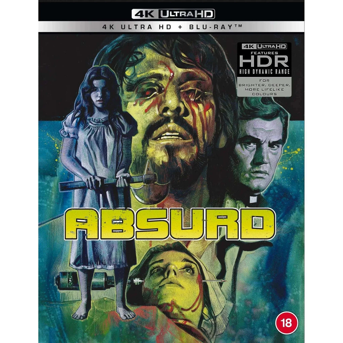 Absurd (aka Rosso Sangue) 4K Ultra HD + Blu-Ray slipcover featuring horror artwork.