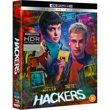 Hackers Deluxe Limited Edition 4K Ultra HD Blu-Ray with slipcover featuring Jonny Lee Miller and Angelina Jolie.