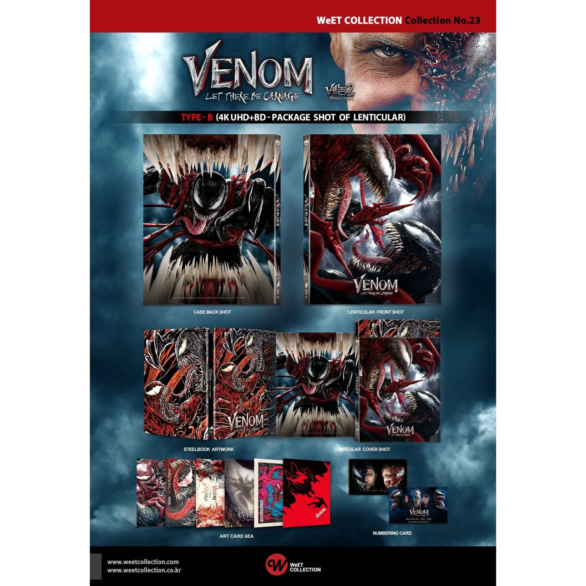 Venom: Let There Be Carnage 4K UHD and Blu-Ray steelbook limited edition with lenticular O-ring case featuring dynamic artwork and special features.