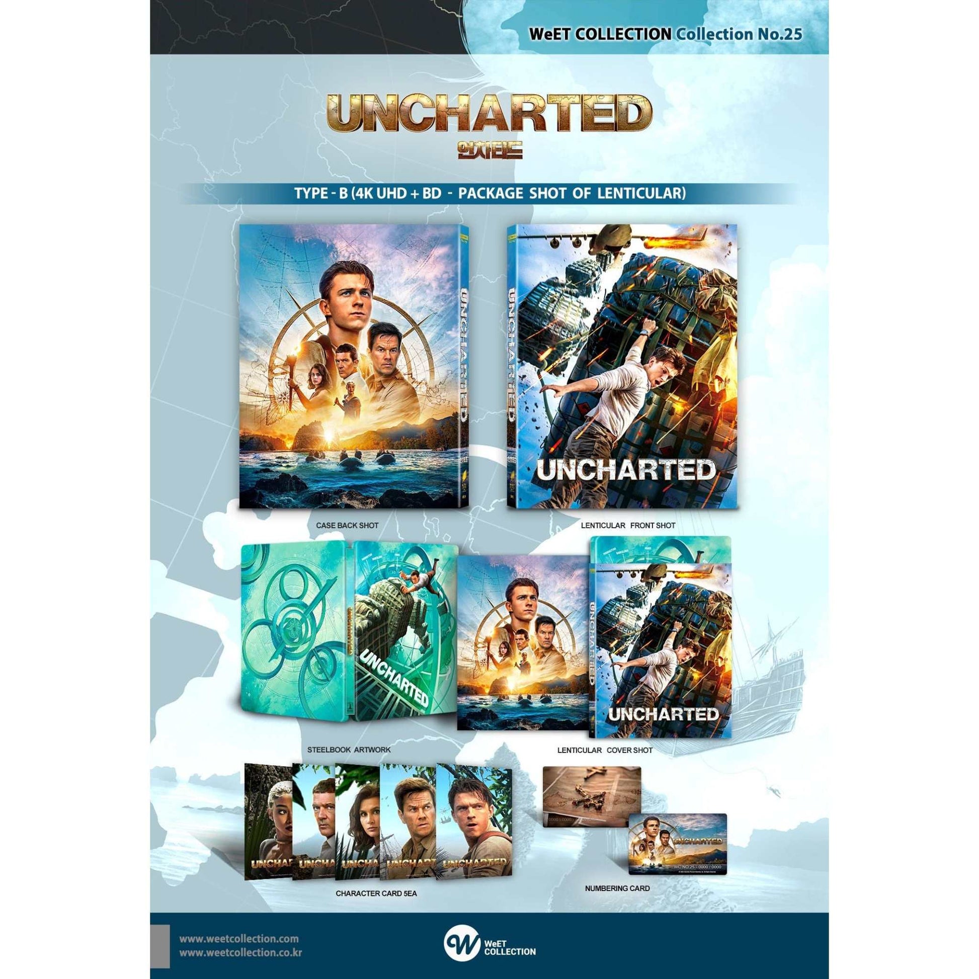 Uncharted 4K UHD and Blu-Ray lenticular O-ring steelbook limited edition with detailed packaging and character art from WeET Collection