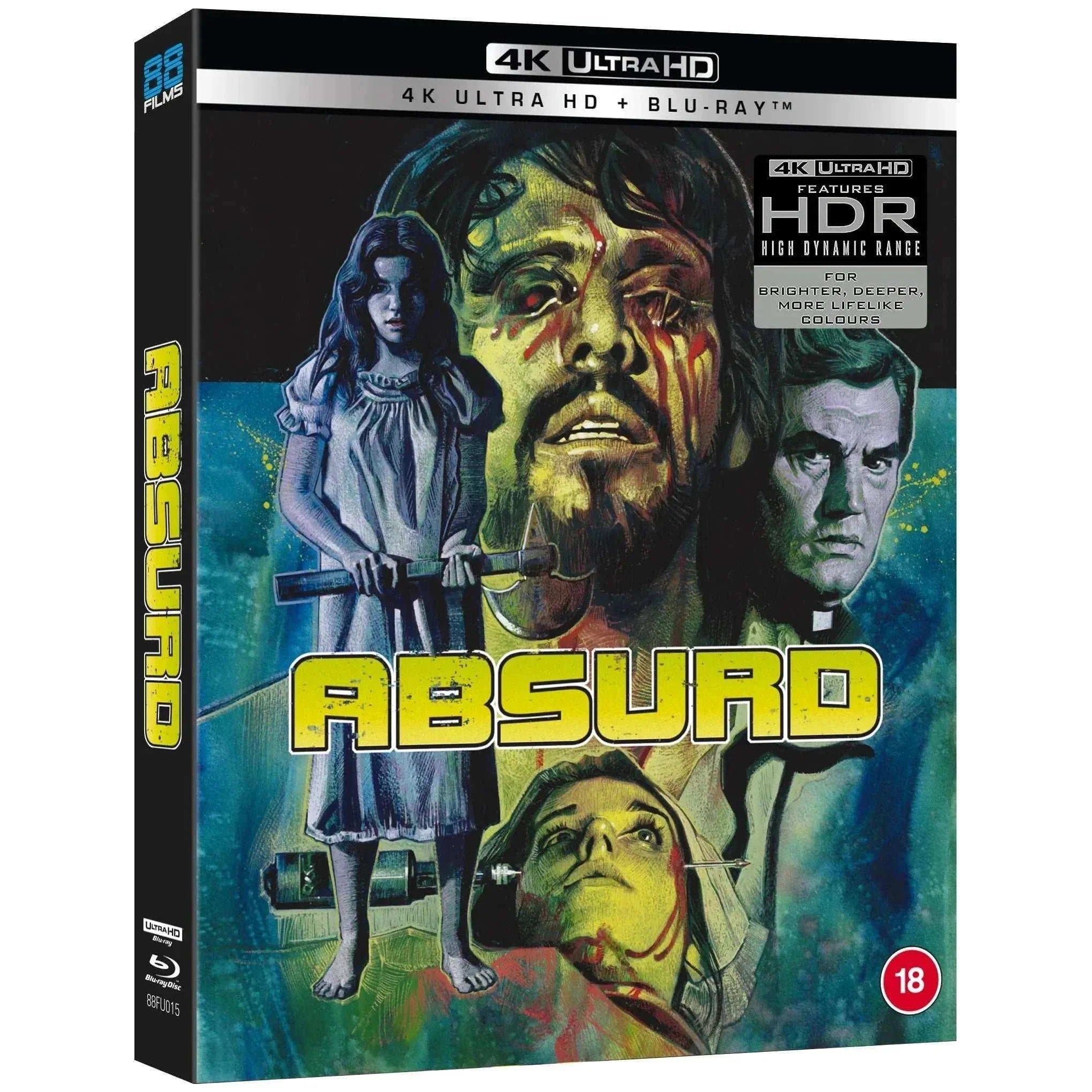 Absurd (aka Rosso Sangue) 4K Ultra HD + Blu-Ray slipcover featuring horror artwork.
