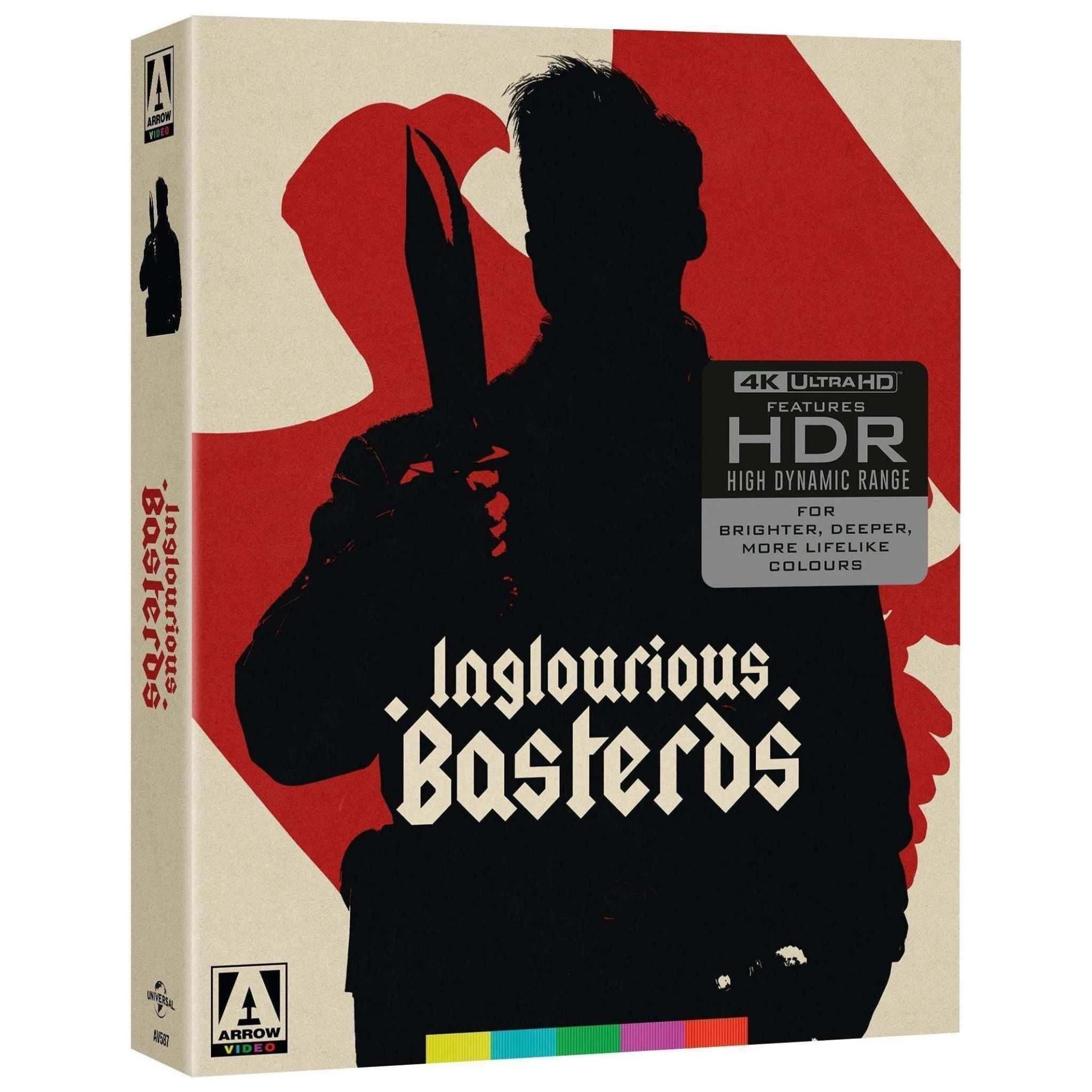 Inglourious Basterds Limited Edition 4K UHD and Blu-Ray with rigid slipcase and extras packaging featuring silhouette artwork and HDR label