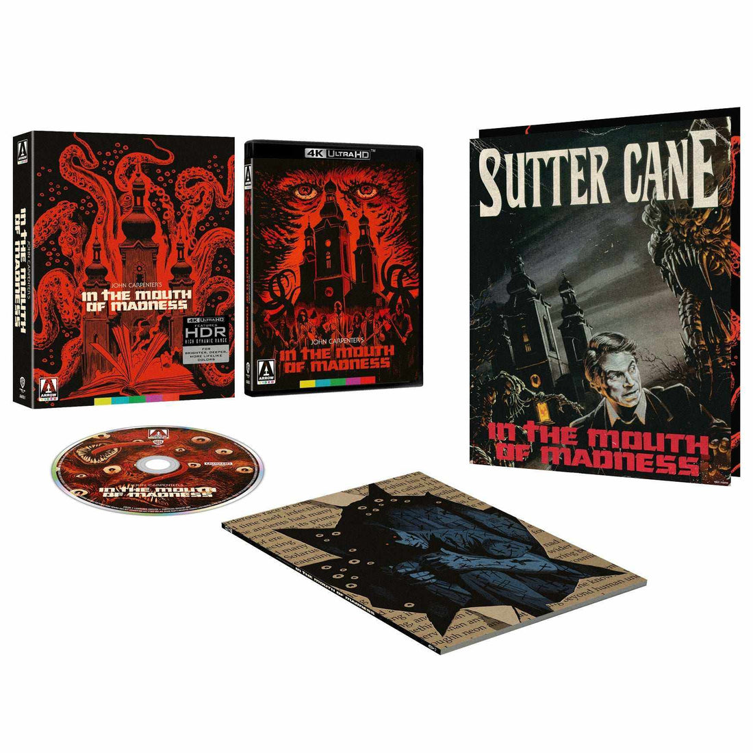 In the Mouth of Madness 4K Ultra HD limited edition slipcase with horror-themed cover art and tentacles design