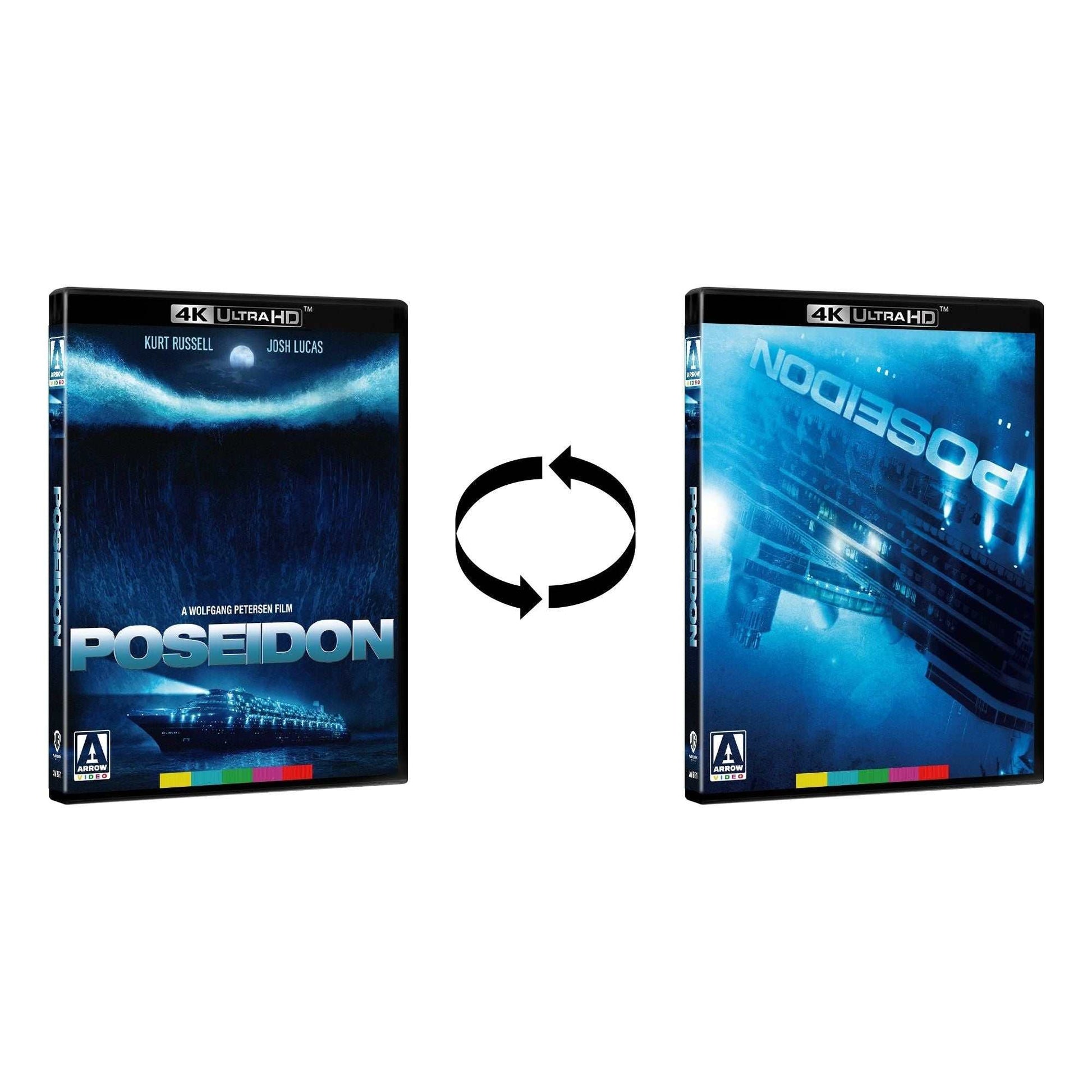 Poseidon Limited Edition 4K UHD Blu-ray with reversible slipcover featuring cruise ship and underwater scenes.