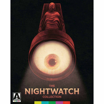The Nightwatch Collection Limited Edition Blu-Ray cover featuring a red cloaked figure with a large eye lens spotlight illustration against a black background.