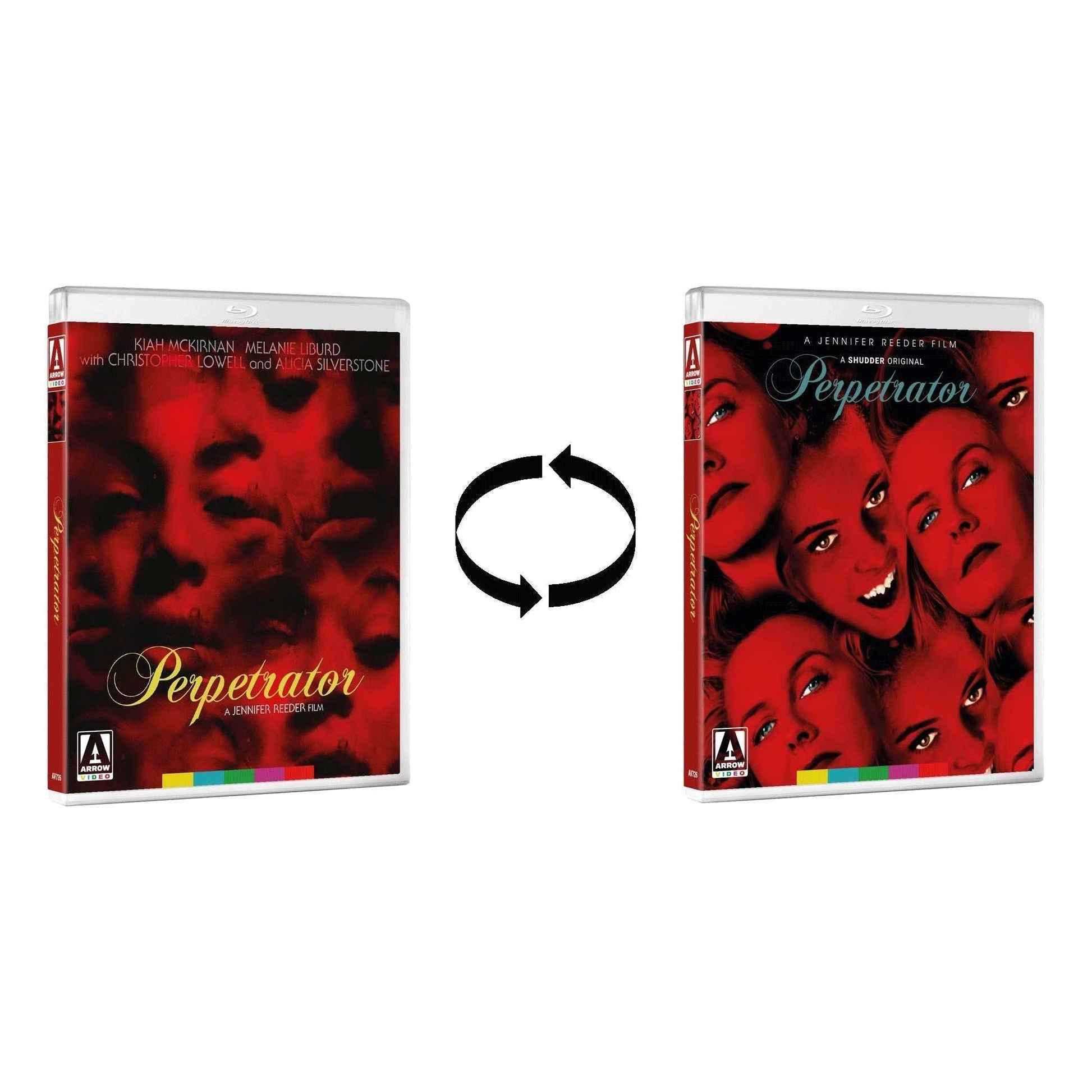 Perpetrator Limited Edition Blu-Ray with reversible slipcover and booklet featuring original film artwork and special features.