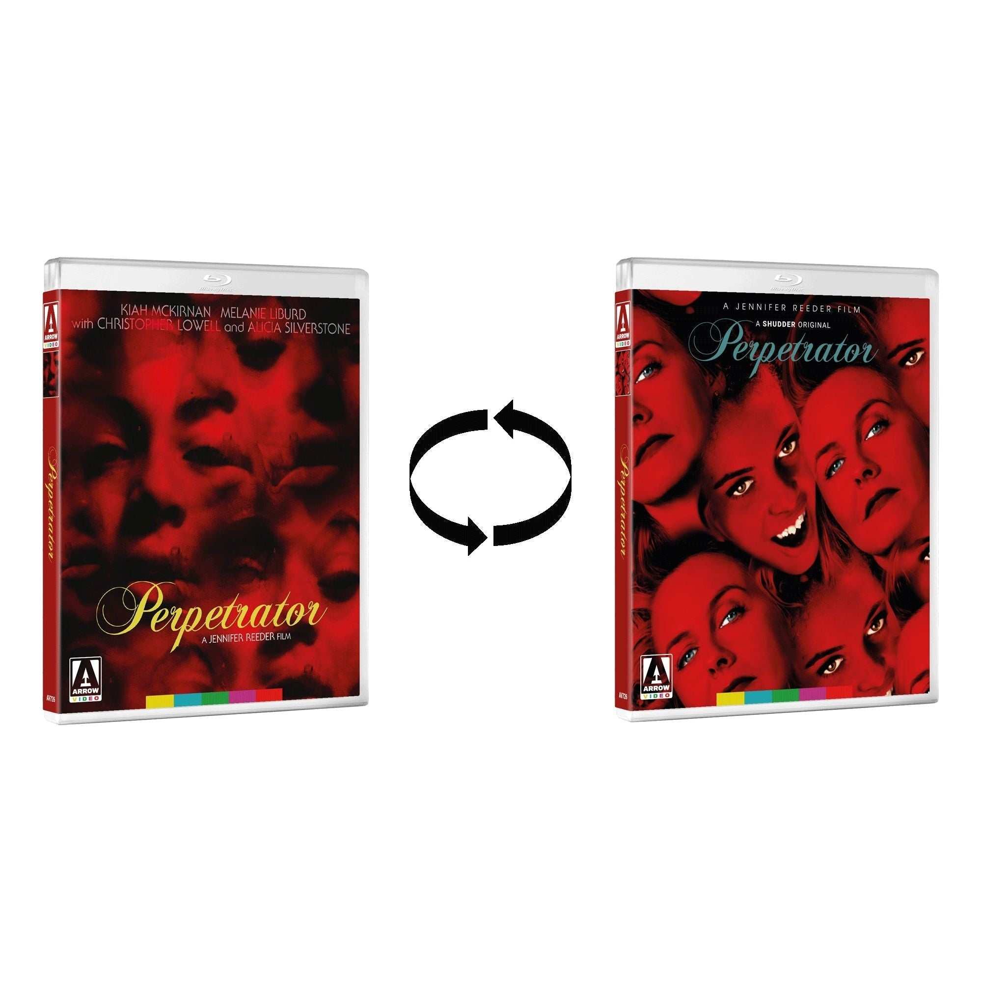 Perpetrator Limited Edition Blu-Ray with reversible slipcover and booklet featuring original film artwork and special features.