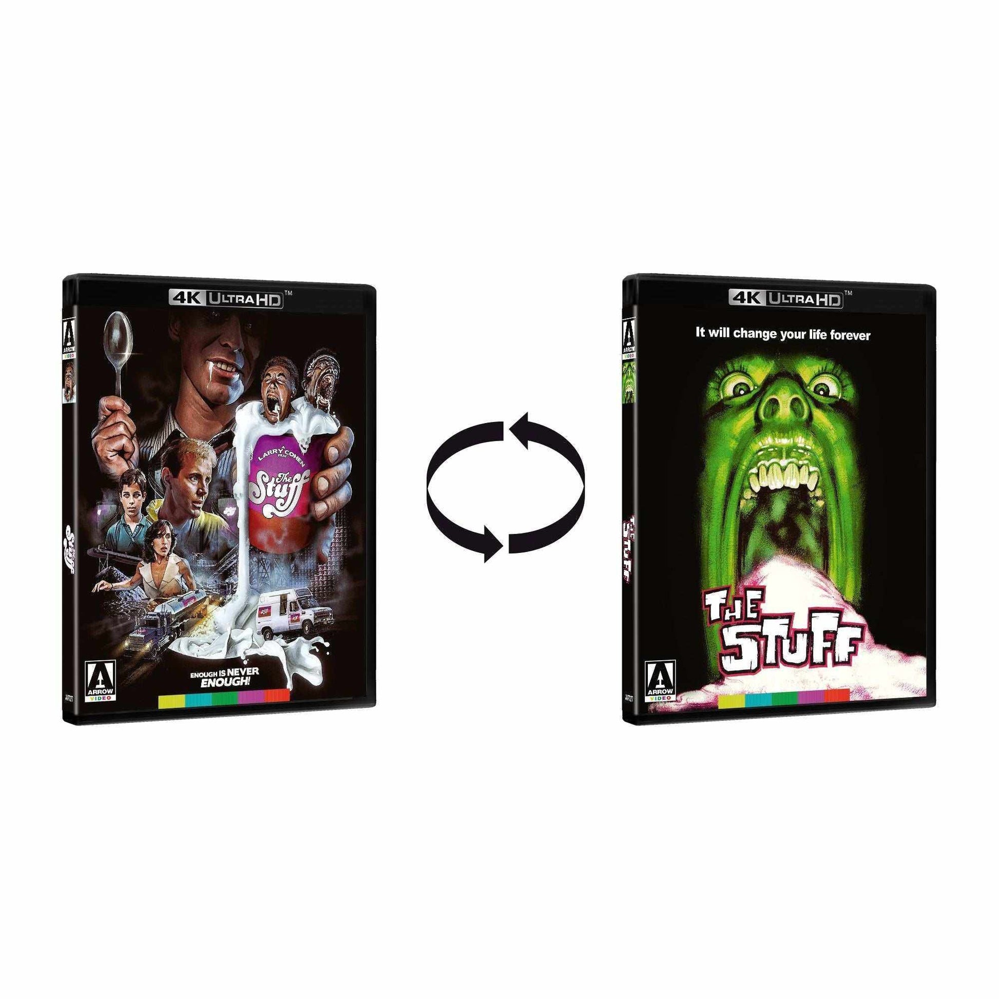 The Stuff Limited Edition 4K UHD Blu-Ray with reversible artwork and booklet.