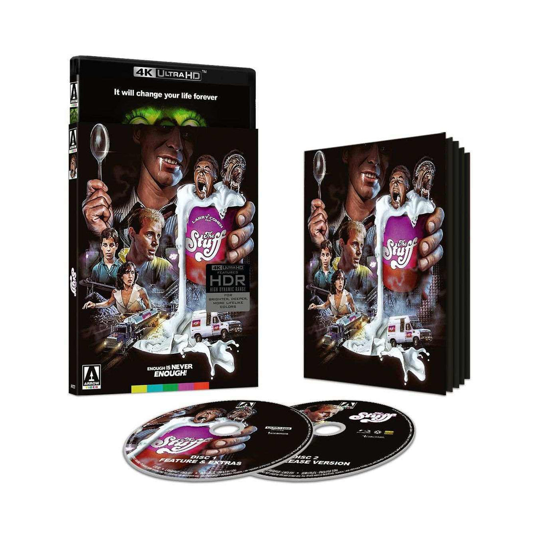 The Stuff Limited Edition 4K UHD + Blu-Ray cover with slipcover and booklet.