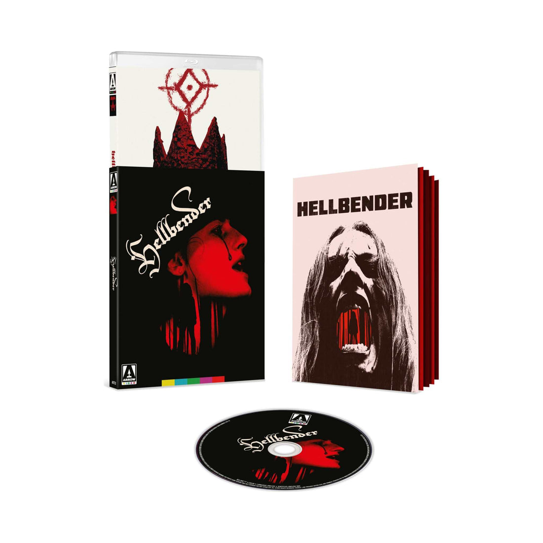 Hellbender Limited Edition Blu-Ray cover featuring red and black horror artwork with stylized title and blood-dripping silhouette