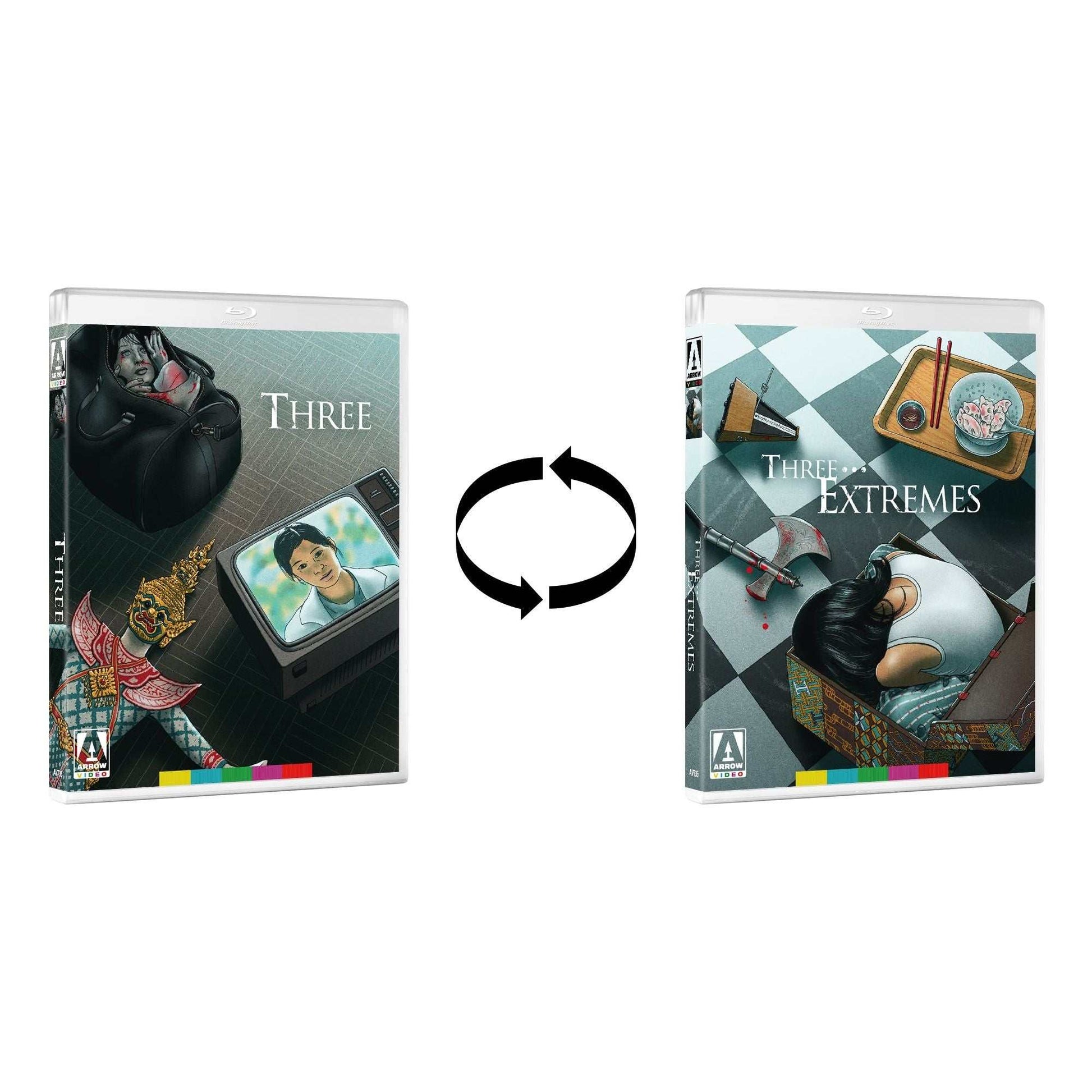 Three ... Extremes Limited Edition Blu-ray set featuring horror anthology films Three and Three... Extremes with slipcovers and exclusive extras