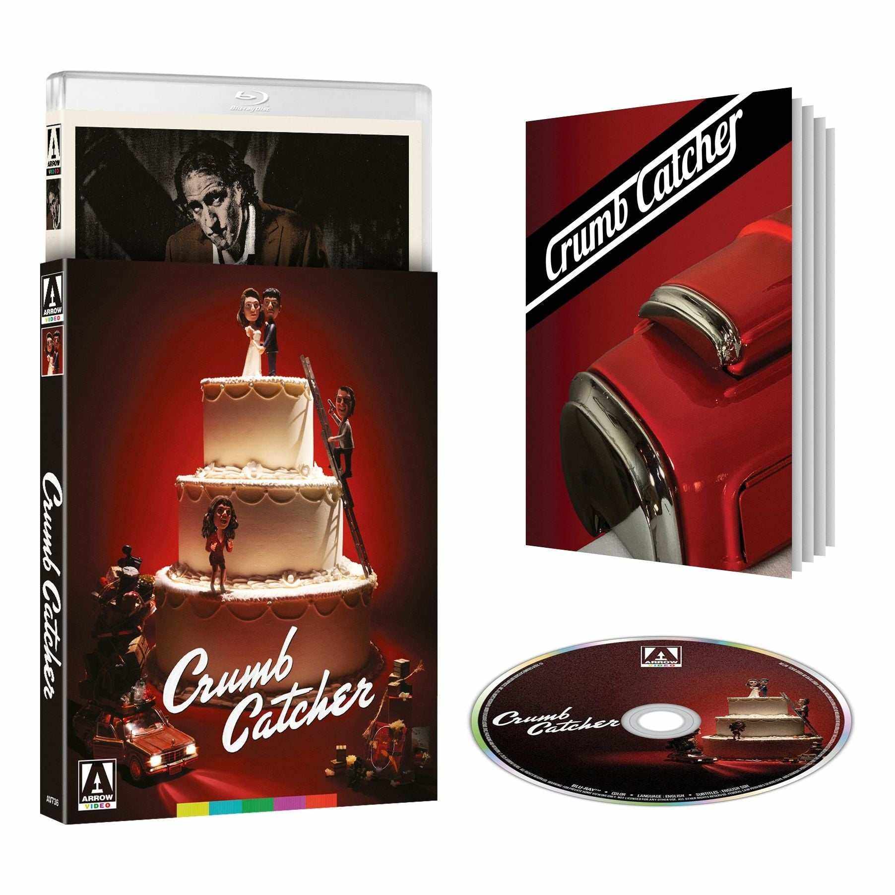 Crumb Catcher Limited Edition Blu-Ray with slipcover and booklet featuring exclusive artwork and content.
