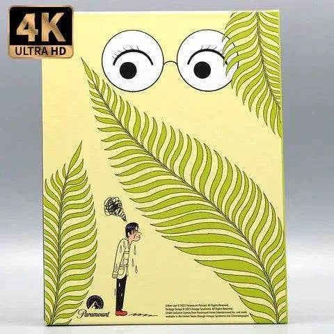 Cinématographe A New Leaf 4K Ultra HD and Blu-Ray slipcase with cartoon character and green leaves design