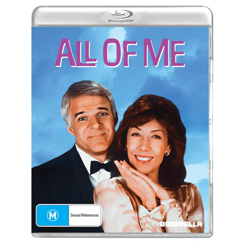 Blu-ray cover of All Of Me 1984 comedy featuring Steve Martin and Lily Tomlin with limited edition slipcover pre-order