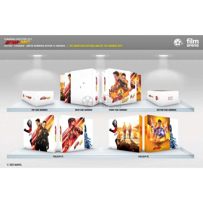 Ant-Man and The Wasp Blu-ray SteelBook Filmarena Collection hardbox packaging with detailed artwork and protective box sides.